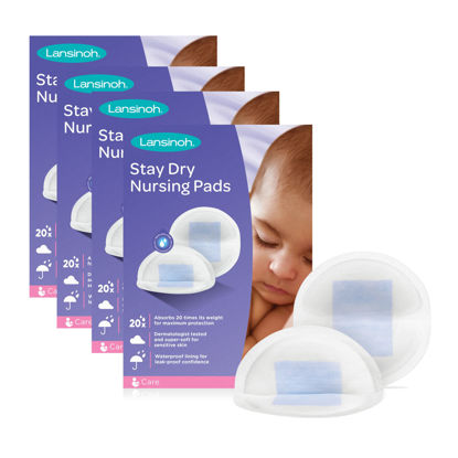 Picture of Lansinoh Stay Dry Disposable Nursing Pads, Soft and Super Absorbent Breast Pads, Breastfeeding Essentials for Moms, 240 Count