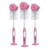 Picture of Dr. Brown's Reusable Sponge Baby Bottle Cleaning Brush Set with Suction Cup Stand, Scrubber and Nipple Cleaner, Pink, 3 Pack