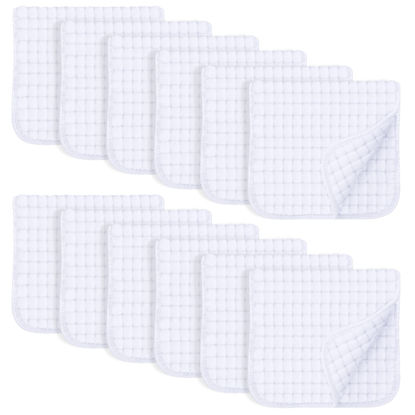 Picture of SWEET DOLPHIN 12 Pack Muslin Burp Cloths Large 100% Cotton Hand Washcloths for Baby - Baby Essentials Extra Absorbent and Soft Boys & Girls Milk Spit Up Rags for Newborn Registry - White, 20" X10"