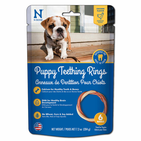 Picture of N-Bone Puppy Teething Rings Chicken Flavor Dog Treat, 6 count bag, 7.2-oz