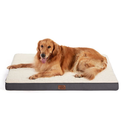 Picture of Bedsure Extra Large Dog Crate Bed - Big Orthopedic Waterproof Dog Beds with Removable Washable Cover for Large Dogs, Egg Crate Foam Pet Bed Mat, Suitable for Dogs Up to 100 lbs