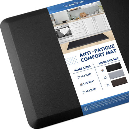 Picture of KitchenClouds Kitchen Mat Cushioned Anti Fatigue Kitchen Rug 17.3"x39" Waterproof Non Slip Kitchen Rugs and Mats Standing Desk Mat Comfort Floor Mats for Kitchen House Sink Office (Black)