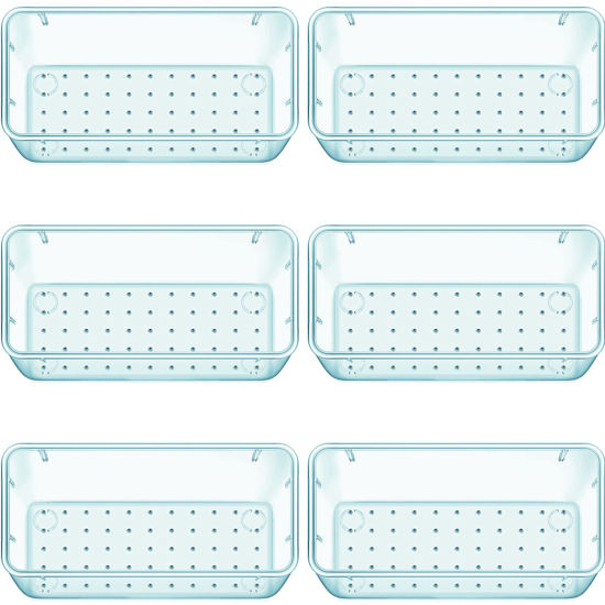 Picture of WOWBOX 6 PCS Plastic Drawer Organizer Set, Desk Drawer Divider Organizers and Storage Bins for Makeup, Jewelry, Gadgets for Kitchen, Bedroom, Bathroom, Office