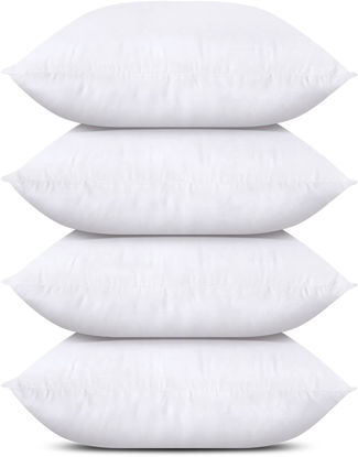 Picture of Utopia Bedding Throw Pillows (Set of 4, White), 17 x 17 Inches Pillows for Sofa, Bed and Couch Decorative Stuffer Pillows