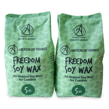 Picture of American Soy Organics- 10 lb of Freedom Soy Wax Beads for Candle Making - Microwavable Soy Wax Beads - Premium Soy Candle Making Supplies