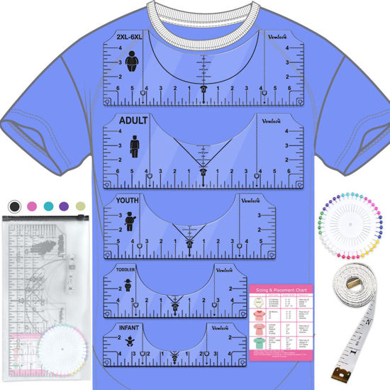 Tshirt Ruler Guide for Vinyl Alignment, T Shirt Rulers to Center Designs,  Tee Alignment Tool with Soft Tape Measure, Craft Sewing Supplies  Accessories