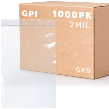 Picture of CLEAR PLASTIC RECLOSABLE ZIP BAGS - Bulk GPI Case Of 1000 6" x 9" 2 mil Thick Strong & Durable Poly Baggies With Resealable Zip Top Lock For Travel, Storage, Packaging & Shipping.