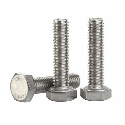 Picture of 1/4-20 x 1-3/4" (3/8" to 4" Available) Hex Head Screw Bolt, Fully Threaded, Stainless Steel 18-8, Plain Finish, Quantity 40