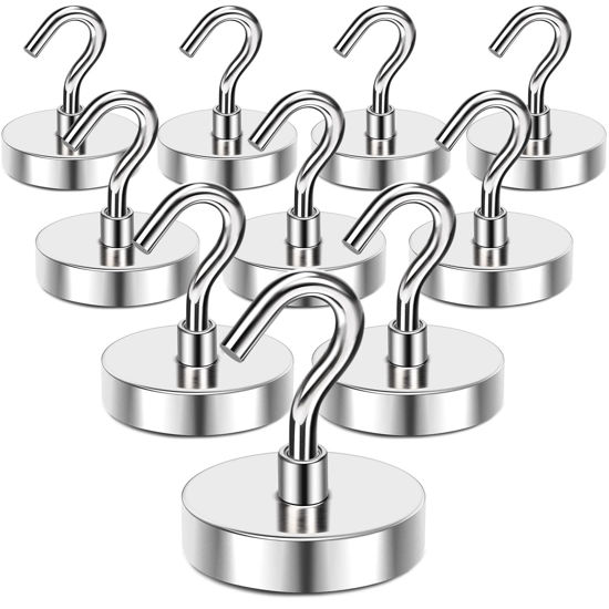 Picture of MIKEDE Strong Magnetic Hooks, 110Lbs Heavy Duty Magnetic Hooks for Cruise Cabin, Neodymium Earth Magnets with Hooks for Hanging, Super Metal Industrial Magnetic Hanger for Grill, Cruise, Storage