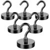 Picture of MIKEDE Magnetic Hooks, 70LB+ Strong Magnets Hooks Heavy Duty, Black Magnetic Hooks Fridge Magnets Neodymium with Hooks, Garage Hooks for Cruise, Classroom, Home, Kitchen - 6 Pack