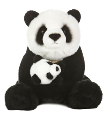 Picture of Aurora® Adorable Miyoni® Panda with Cub Stuffed Animal - Lifelike Detail - Cherished Companionship - Black 15 Inches