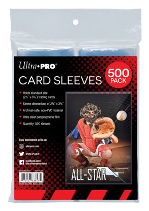 Picture of Ultra PRO Clear Card Sleeves for Standard Size Trading Cards measuring 2.5" x 3.5" (500 count pack)