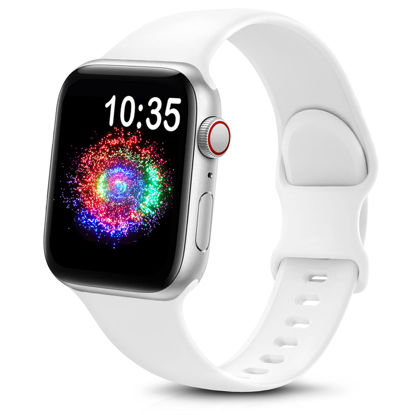 Picture of TreasureMax Sport Band Compatible with Apple Watch Bands 38mm 40mm 41mm 42mm 44mm 45mm 49mm,Soft Silicone Strap Compatible for Apple Watch Series Ultra 8 7 6 5 4 3 2 1 SE Men Women White 38/40/41MM