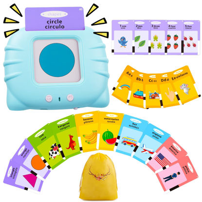 Picture of QuTZ ABC Learning Flash Cards for Toddlers 2-4 Bilingual Spanish English, Autism Toys, Speech Therapy Toys, Educational Learning Talking Sight Words Flash Cards for Boys and Girls, 275 Sight Words
