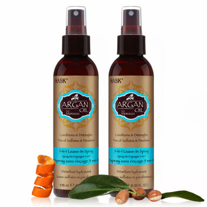 Picture of HASK Repairing ARGAN OIL 5-in-1 Leave In Conditioner Spray for all hair types, color safe, gluten free, sulfate free, paraben free - ARGAN OIL 2 PIECE SET