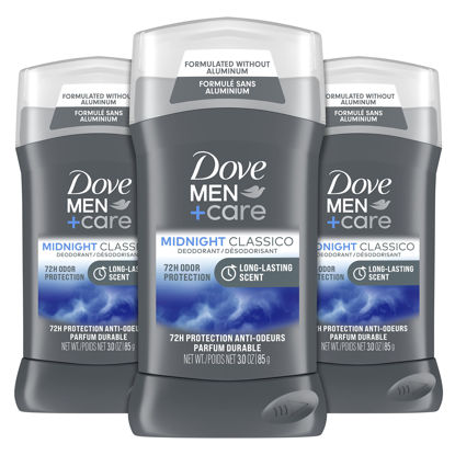 Picture of Dove Men+Care Deodorant Stick for Men Midnight Classico 3 Count Aluminum Free 72-Hour Odor Protection Mens Deodorant With Essential Oils & 1/4 Moisturizing Cream 3oz