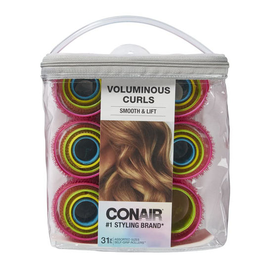 Picture of Conair Self Grip Assorted Sizes and Colors Hair Rollers, Hair Curlers, Self-Grip Hair Rollers, with Storage Bag 31 Count(Pack of 1)