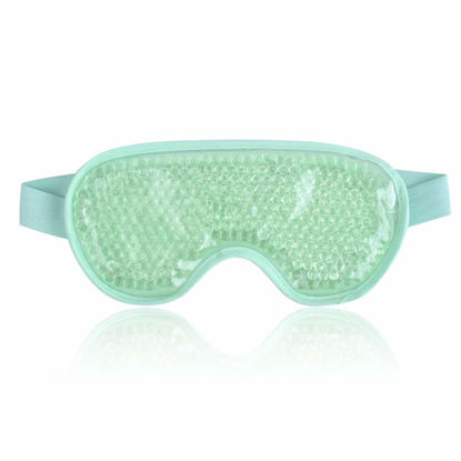 Picture of NEWGO Cooling Gel Eye Mask Reusable Cold Eye Mask for Puffy Eyes, Eye Ice Pack with Soft Plush Backing for Dark Circles, Migraine, Stress Relief - Green