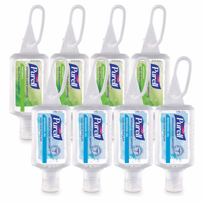 Picture of Purell Advanced Hand Sanitizer Variety Pack, Naturals and Refreshing Gel, 1 Fl Oz Travel Size Flip-Cap Bottle with Jelly Wrap Carrier (Pack of 8), 3900-09-ECSC