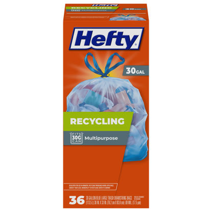 Picture of Hefty Recycling Trash Bags, Blue, 30 Gallon, 36 Count