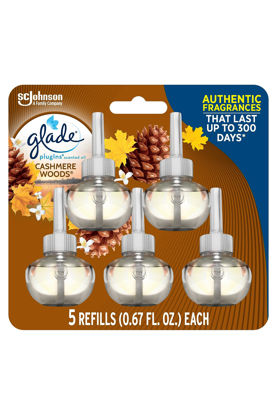 Picture of Glade PlugIns Refills Air Freshener, Scented and Essential Oils for Home and Bathroom, Cashmere Woods, 3.35 Fl Oz, 5 Count