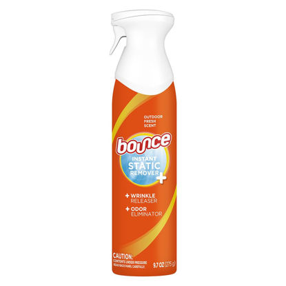 Picture of Bounce Anti Static Spray, 3 in 1 Instant Wrinkle Release, Odor Eliminator and Fabric Refresher Spray, Rapid Touch, 9.7 Fl Oz