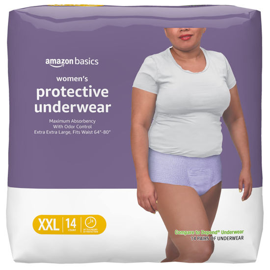 GetUSCart-  Basics Incontinence & Postpartum Underwear for Women,  Maximum Absorbency, 2X Large, 14 Count, Lavender (Previously Solimo)