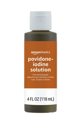 Picture of Amazon Basics First Aid Antiseptic, 10% Povidone Iodine Solution , Unflavored, 4 Fluid Ounces, 1-Pack (Previously Solimo)