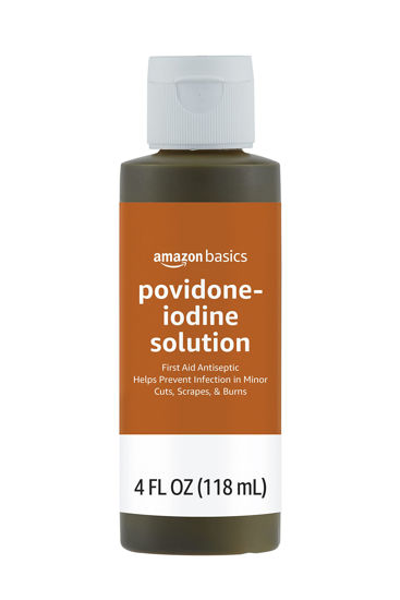 Picture of Amazon Basics First Aid Antiseptic, 10% Povidone Iodine Solution , Unflavored, 4 Fluid Ounces, 1-Pack (Previously Solimo)