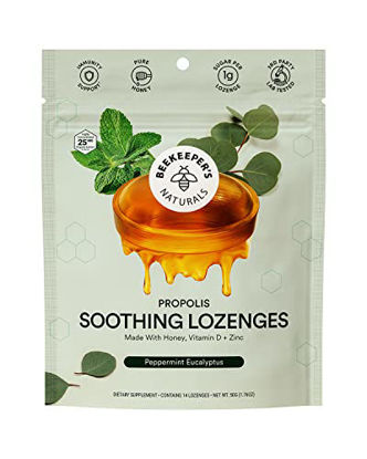 Picture of Beekeeper's Naturals Soothing Propolis Cough Drops with Peppermint & Eucalyptus - Immune Support with Vitamin D, Zinc and Propolis Throat Soothing Lozenges, 14 Ct