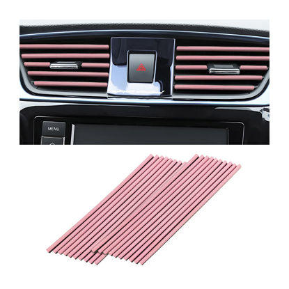 Picture of 8sanlione 20PCS Car Air Conditioner Decoration Strip, Auto Air Vent Outlet Chrome DIY Trim Strips, Waterproof Moulding Bendable Protection Strip Line, Car Decor Accessories for Most Cars (Pink)