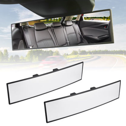 Picture of JoyTutus Rear View Mirror, Universal 11.81 Inch 2 Pack Panoramic Convex Rearview Mirror, Interior Clip-on Wide Angle Rear View Mirror to Reduce Blind Spot Effectively for Car SUV Trucks - Clear