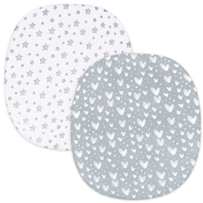 Picture of Bassinet Fitted Sheets Compatible with Graco Pack ‘n-Play Dome LX Bassinet(not playard), 2 Pack, 100% Jersey Knit Cotton Sheets, Grey Print for Baby