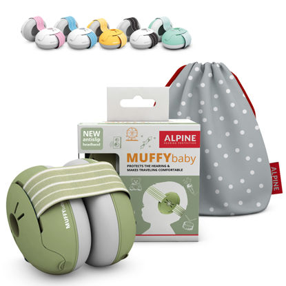 Picture of Alpine Muffy Baby Ear Protection for Babies and Toddlers up to 36 Months - CE & ANSI Certified - Noise Reduction Earmuffs - Comfortable Baby Headphones Against Hearing Damage & Improves Sleep - Green