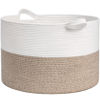 Picture of INDRESSME Large Laundry Basket, 21.7'' x 13.8'' Cotton Rope Blanket Basket Living Room Toy Baskets Storage Kids, Woven Baskets for Dirty Clothes, Pillows, Towel, 90L Light Brown