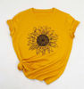 Picture of GLIGLITTR Women's Summer Sunflower T Shirt Cute Flower Graphic Loose Tees Crew Neck Short Sleeve Casual Tops(Yellow-A,X-Large)