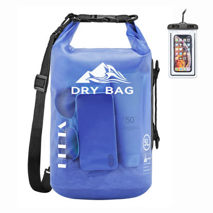 Picture of HEETA Waterproof Dry Bag for Women Men, Roll Top Lightweight Dry Storage Bag Backpack with Phone Case for Travel, Swimming, Boating, Kayaking, Camping and Beach, Transparent Bluish Violet 30L