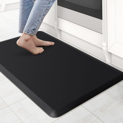Picture of KitchenClouds Kitchen Mat Cushioned Anti Fatigue Rug 17.3"x28" Waterproof, Non Slip, Standing and Comfort Desk/Floor Mats for House Sink Office (Black)