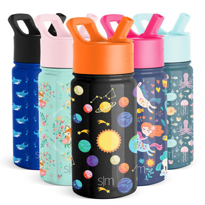 Picture of Simple Modern Kids Water Bottle with Straw Lid | Insulated Stainless Steel Reusable Tumbler for Toddlers, Girls, Boys | Summit Collection | 14oz, Solar System
