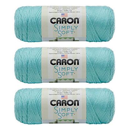 Picture of Caron Simply Soft 3-Pack Yarn, 3oz, Gauge 4 Medium Worsted, 100% Acrylic -Robins Egg - Machine Wash & Dry