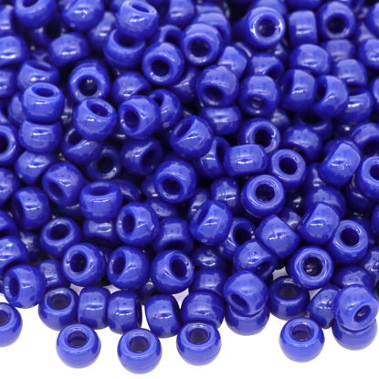 Picture of 1000Pcs Pony Beads Bracelet 9mm Bronze Blue Plastic Barrel Pony Beads for Necklace,Hair Beads for Braids for Girls,Key Chain,Jewelry Making (Royal Blue)