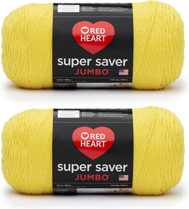 Picture of Red Heart Super Saver Jumbo Bright Yellow Yarn - 2 Pack of 396g/14oz - Acrylic - 4 Medium (Worsted) - 744 Yards - Knitting/Crochet