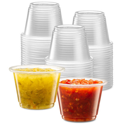 Picture of {2.5 oz - 200 Cups} Clear Diposable Plastic Portion Cups No Lids, Small Mini Containers For Portion Controll, Jello Shots, Meal Prep, Sauce Cups, Slime, Condiments, Medicine, Dressings, Crafts, Disposable Souffle Cups & Much more