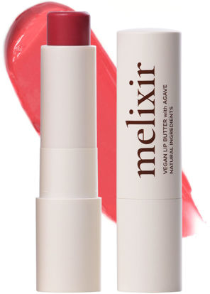 Picture of Melixir Vegan Lip Butter #05 Dewy Rose(Tinted) (+11 more colors), Bee Free, Petrolatum Free, Deep Nourishing Plant-Based Vegan Chapstick, Vegan Lip Balm for Dry, Cracked and Chapped Lips, Moisturizing Lip Care Gift