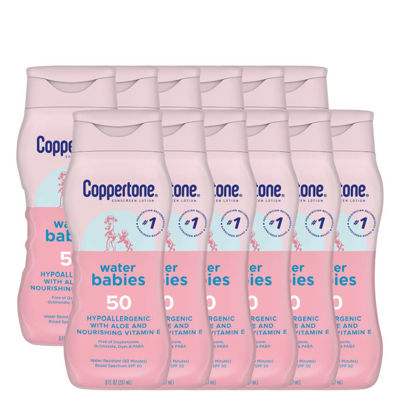 Picture of Coppertone Water Babies Sunscreen Lotion SPF 50, Pediatrician Recommended Baby Sunscreen, Water Resistant Sunscreen for Babies, 8 Fl Oz Bottle (Pack of 12)
