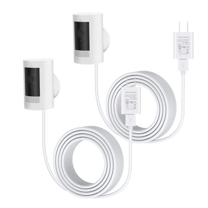 Picture of Ayotu 2Pack 16Ft Camera Charge Cable for Stick Up Cam Battery/Plug-in 3rd Gen/2nd Gen, Power Adapter Continuous Charging with Weatherproof Cord, NOT for Spotlight Cam Plus(NO Camera), White