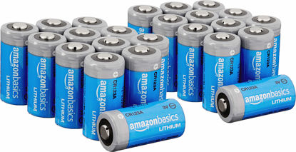 Picture of Amazon Basics 24-Pack CR123A Lithium Batteries, 3 Volt, 10-Year Shelf Life