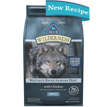Picture of Blue Buffalo Wilderness High Protein Natural Adult Dry Dog Food Plus Wholesome Grains, Chicken 4.5 lb Bag