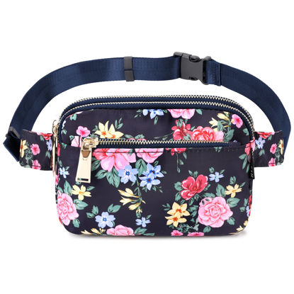 Picture of ZORFIN Fanny Packs for Women Men, Crossbody Fanny Pack, Belt Bag with Adjustable Strap, Fashion Waist Pack for Outdoors/Workout/Traveling/Casual/Running/Hiking/Cycling (Floral)