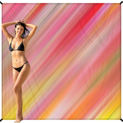 Picture of BYDOLL Beach Blanket 81''×83'' 1-5 Adults Oversized Lightweight Waterproof Sandproof Beach Blanket Large Picnic Mat Beach Blanket for Beach Travel Camping Hiking Picnic